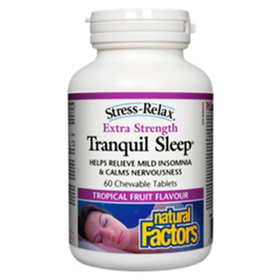 Picture of NATURAL FACTORS TRANQUIL SLEEP TROPICAL FRUIT FLAVOUR 60 CHEWABLE TABLETS
