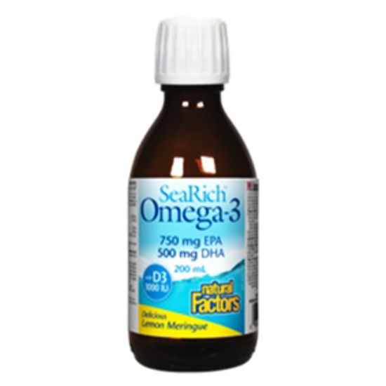 صورة NATURAL FACTORS SEARICH OMEGA 3 WITH VITAMIN D LEMON MERINGUE 200 ML