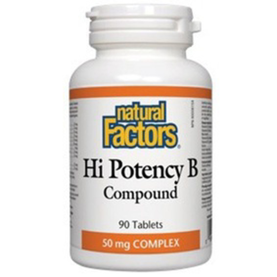 صورة NATURAL FACTORS HI POTENCY B COMPOUND 50 MG COMPLEX 90 TABLETS