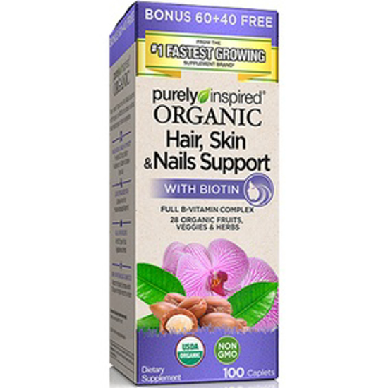 Picture of PURELY INSPIRED ORGANIC HAIR SKIN AND NAILS SUPPORT WITH BIOTIN 100 CAPLETS