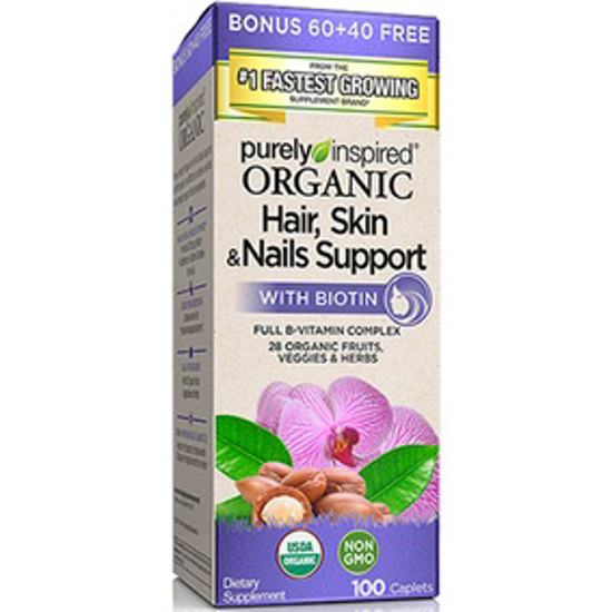 صورة PURELY INSPIRED ORGANIC HAIR SKIN AND NAILS SUPPORT WITH BIOTIN 100 CAPLETS