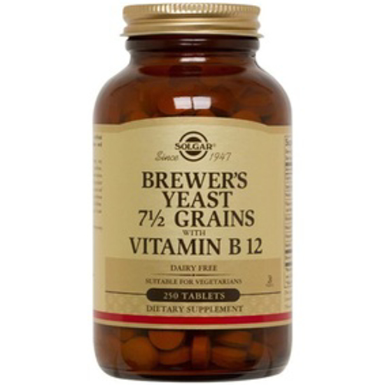 صورة SOLGAR BREWERS YEAST 7 1/2 GRAINS WITH VITAMIN B12, 250 TABLETS