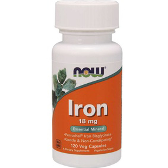 صورة NOW IRON 18MG 120 VEG CAPSULES