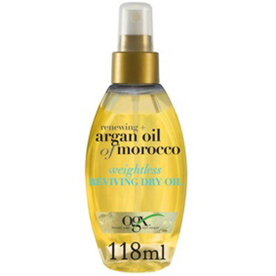 Picture of OGX, HAIR OIL, RENEWING+ ARGAN OIL OF MOROCCO, WEIGHTLESS REVIVING DRY OIL, SPRAY, 118ML