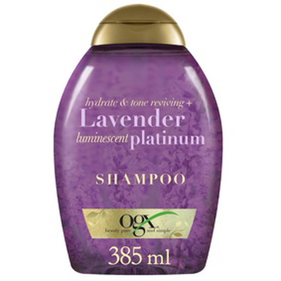 صورة OGX, SHAMPOO, HYDRATE & COLOR REVIVING+ LAVENDER LUMINESCENT PLATINUM, WITH UVA/UVB FILTERS, 385ML