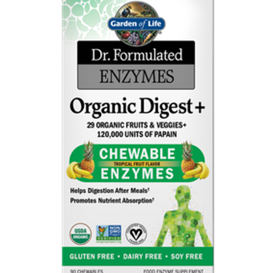 Picture of DR. FORMULATED ENZYMES ORGANIC DIGEST+ TROPICAL FRUIT FLAVOR - 90 CHEWABLES
