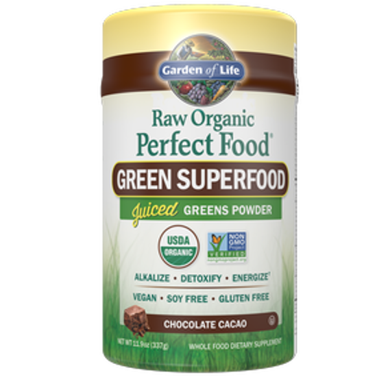 صورة RAW ORGANIC PERFECT FOOD GREEN SUPERFOOD POWDER CHOCOLATE CACAO - 10.05 OZ(285 G)