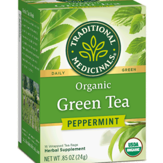 Picture of TRADITIONAL MEDICINALS GREEN TEA PEPPERMINT 16 TEABAGS