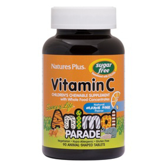 صورة ANIMAL PARADE® SUGAR FREE VITAMIN C CHILDREN'S CHEWABLE - ORANGE JUICE FLAVOR 90 TABLETS