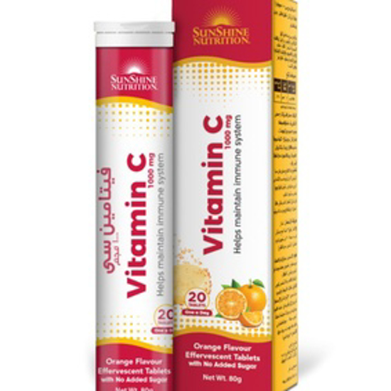 صورة SUNSHINE NUTRITION VITAMIN C 1000 MG ORANGE FLAV EFFERV 20 TABLETS