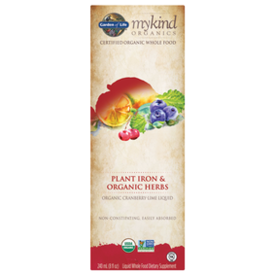 صورة MYKIND ORGANICS PLANT IRON & ORGANIC HERBS CRANBERRY LIME - 8 FL OZ (240 ML)