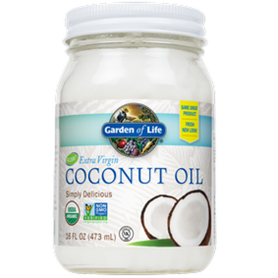 صورة RAW EXTRA VIRGIN COCONUT OIL GLASS JAR - 16 FL OZ (473ML)