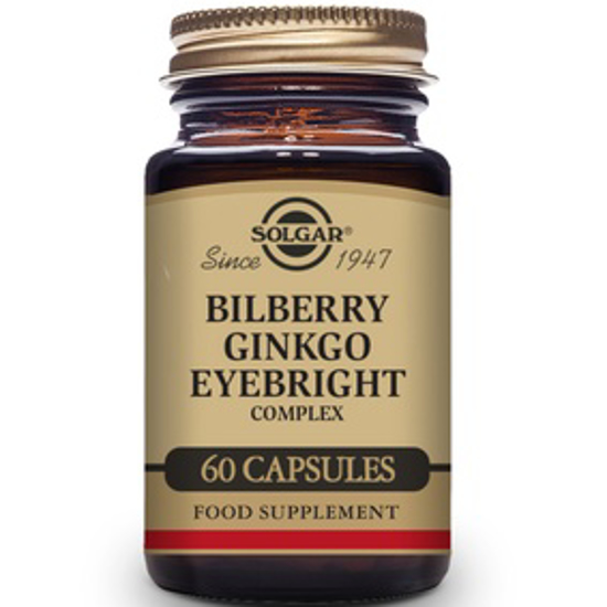 Picture of SOLGAR BILBERRY GINKGO EYEBRIGHT COMPLEX PLUS LUTEIN 60 VEGETABLE CAPSULES
