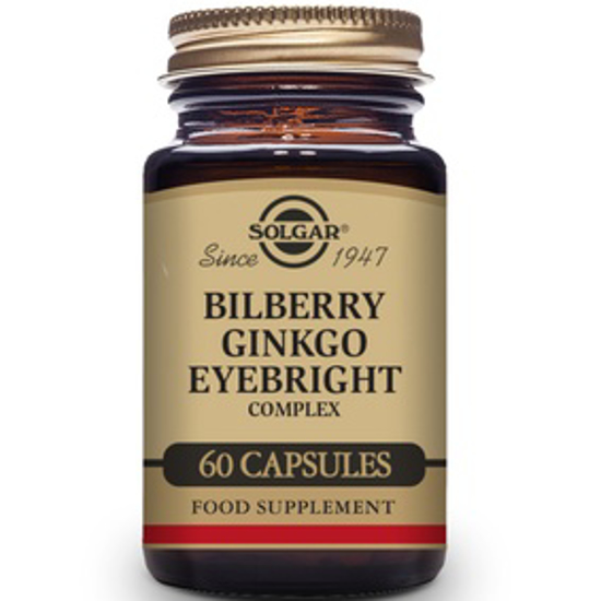 صورة SOLGAR BILBERRY GINKGO EYEBRIGHT COMPLEX PLUS LUTEIN 60 VEGETABLE CAPSULES