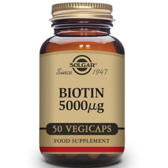 صورة SOLGAR BIOTIN 5000 MCG 50 VEGETABLE CAPSULES