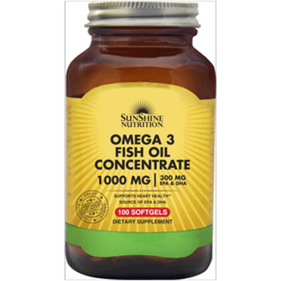 صورة SUNSHINE NUTRITION OMEGA 3 FISH OIL CONC 1000 MG 100 SOFTGELS