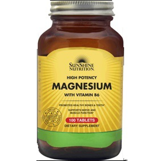 صورة SUNSHINE NUTRITION  HIGH POTENCY MAGNESIUM W/ VIT B6 100 TABLETS