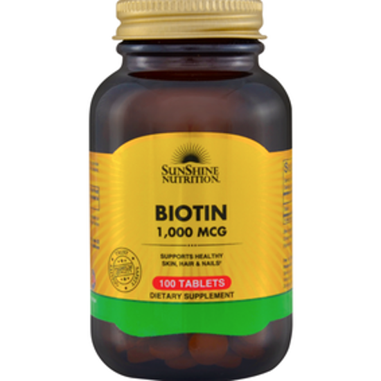 Picture of SUNSHINE NUTRITION BIOTIN 1000 MCG 100 TABLETS