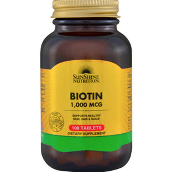 صورة SUNSHINE NUTRITION BIOTIN 1000 MCG 100 TABLETS