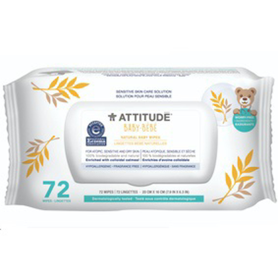 صورة ATTITUDE SENSITIVE BABY WIPES 72'S