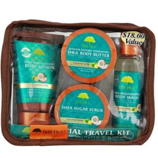 صورة TREE HUT ESSENTIAL TRAVEL KIT, COCONUT LIME, 4 ITEMS IN ONE BAG, FOR NOURISHING ESSENTIAL BODY CARE ON THE GO