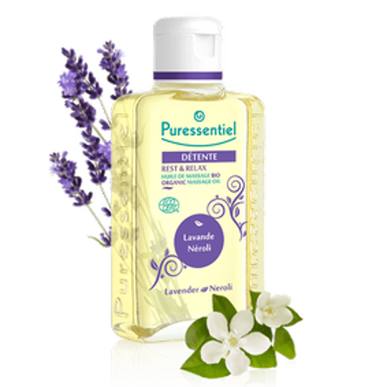 صورة PURESSENTIEL REST & RELAX ORGANIC MASSAGE OIL LAVENDER 100 ML