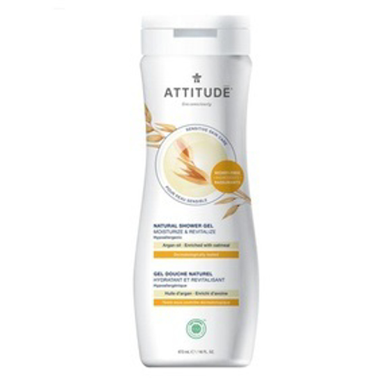 صورة ATTITUDE SENSITIVE SKIN, HYPOALLERGENIC MOISTURIZE SHOWER GEL, ARGAN OIL, 16 FLUID OUNCE