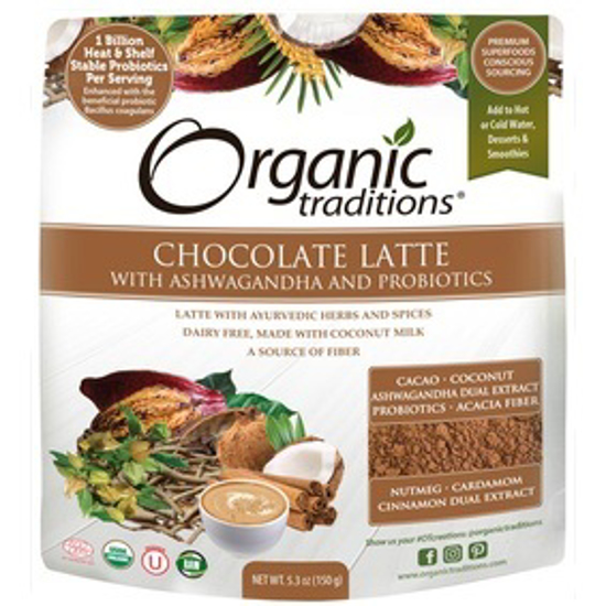 Picture of ORGANIC CHOCOLATE LATTE WITH ASHWAGANDHA AND PROBIOTICS 150 GM