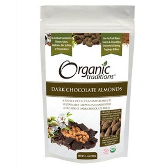 صورة ORGANIC DARK CHOCOLATE COVERED ALMONDS 100 GM