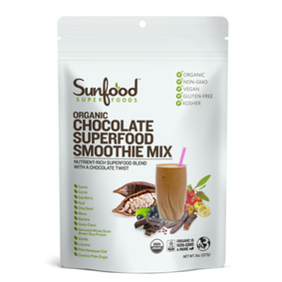 Picture of SUNFOOD SUPERFOODS CHOCOLATE SUPERFOOD SMOOTHIE MIX, 8OZ, ORGANIC