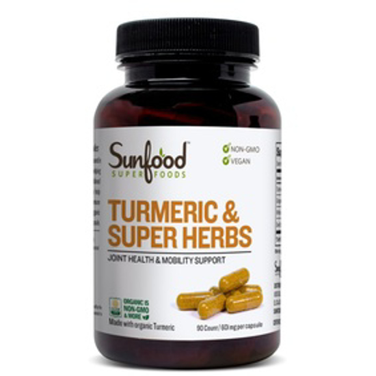 صورة SUNFOOD SUPERFOODS TURMERIC & SUPER HERBS CAPSULES, 601MG | 90CT