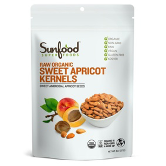 Picture of SUNFOOD SUPERFOODS APRICOT KERNELS, SWEET, 8OZ, ORGANIC
