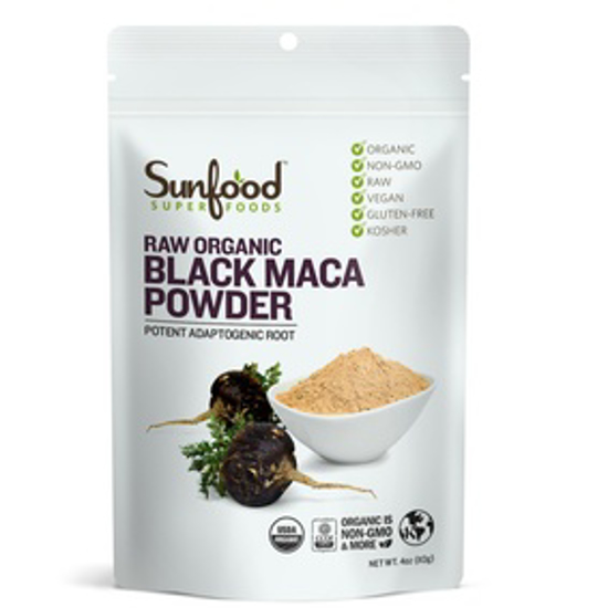 Picture of SUNFOOD SUPERFOODS BLACK MACA POWDER, 4OZ, ORGANIC, RAW