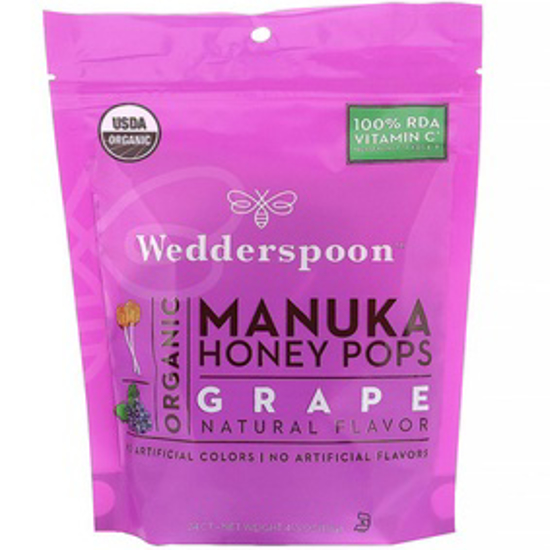 صورة WEDDERSPOON ORG MANUKA HONEY POPS KIDS GRAPE 24'S:02212