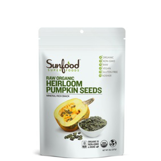 Picture of SUNFOOD SUPERFOODS HEIRLOOM PUMPKIN SEEDS, 8OZ, ORGANIC, RAW