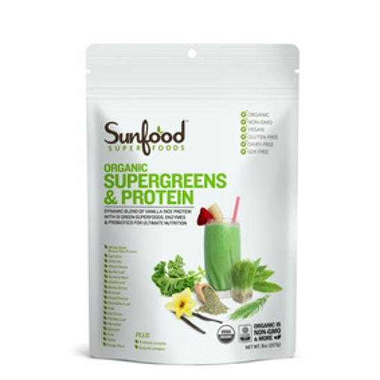 صورة SUNFOOD SUPERFOODS SUPERGREENS & PROTEIN, 8OZ, ORGANIC