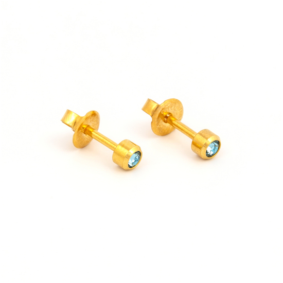 Picture of Studex® Select™ 24ct Gold Plated Crystals Bezel March Aquamarine Regular: PR-R203Y-STX