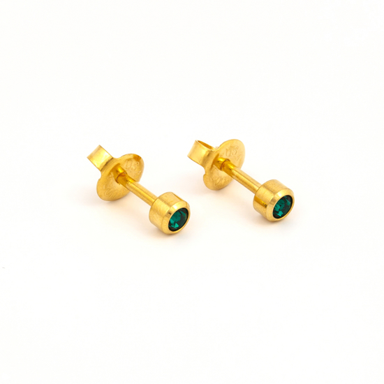 Picture of Studex® Select™ 24ct Gold Plated Crystals Bezel May Emerald Regular: PR-R205Y-STX