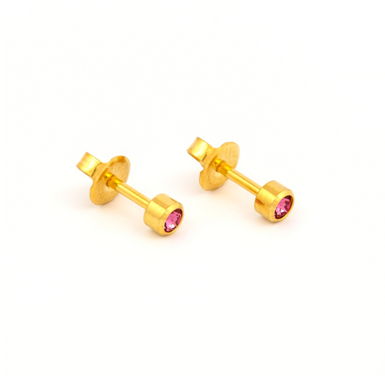 Picture of Studex® Select™ 24ct Gold Plated Crystals Bezel October Rose Regular: PR-R210Y-STX