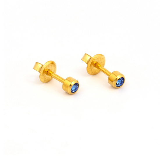 صورة Studex® Select™ 24ct Gold Plated Crystals Bezel September Sapphire Regular: PR-R209Y-STX