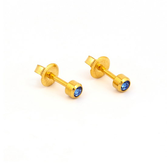 Picture of Studex® Select™ 24ct Gold Plated Crystals Bezel September Sapphire Regular: PR-R209Y-STX