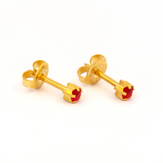 Picture of Studex® Select™ 24ct Gold Plated Crystals Tiffany July Ruby Regular: PR-R107Y-STX