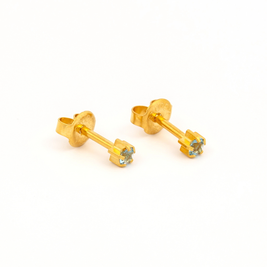 Picture of Studex® Select™ 24ct Gold Plated Crystals Tiffany Mar Aquamarine Regular: PR-R103Y-STX