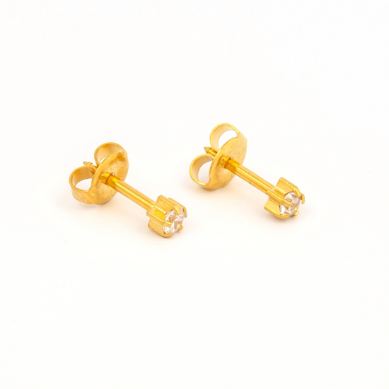 Picture of Studex® Select™ 24ct Gold Plated Cubic Zirconia Tiffany Regular: PR-R100Y-STX