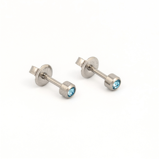 Picture of Studex® Select™ Stainless Steel Crystals Bezel March Aquamarine Regular: PR-R203W-STX