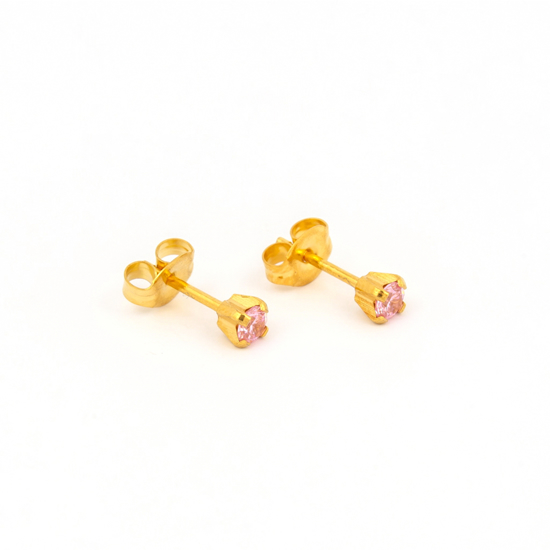 Picture of Studex® Sensitive™ 24ct Gold Plated Cubic Zirconia 3mm Pink: S744STX