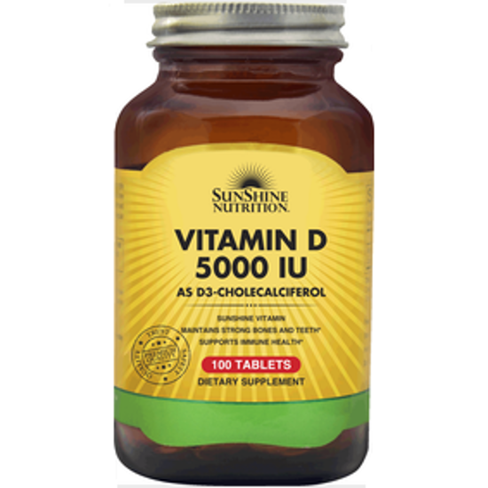 صورة SUNSHINE NUTRITION VITAMIN D 5000 IU  100 TABLETS