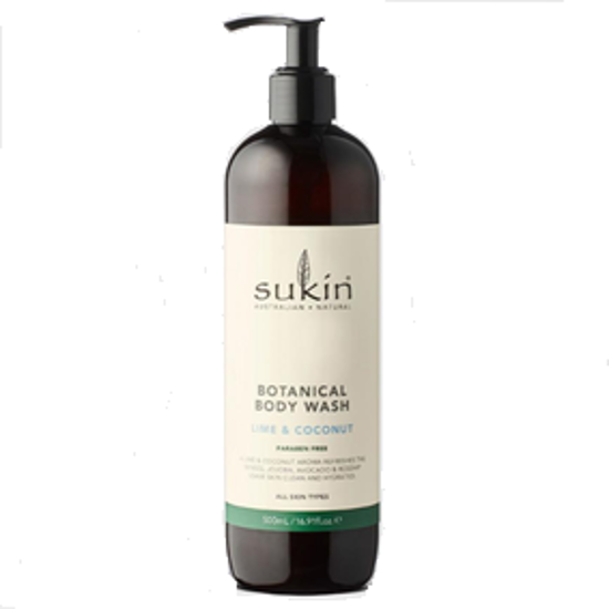 صورة SUKIN BOTANICAL BODY WASH - LIME & COCONUT 500ML : 04315